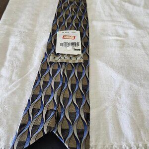 Facets Tie Royal blue and bronze